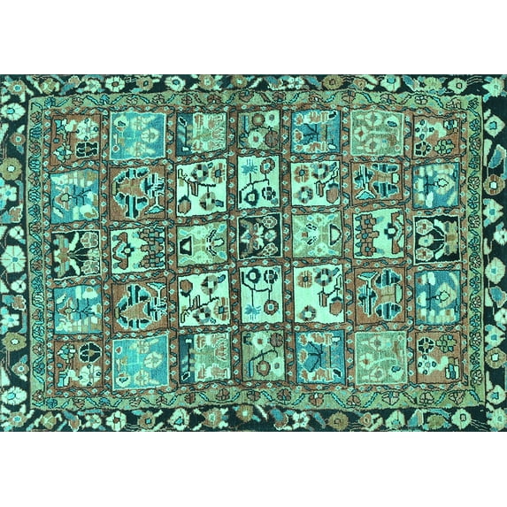 Ahgly Company Indoor Rectangle Persian Turquoise Blue Traditional Area Rugs, 5' x 7'