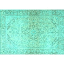 Ahgly Company Indoor Rectangle Persian Turquoise Blue Traditional Area Rugs, 5' x 7'