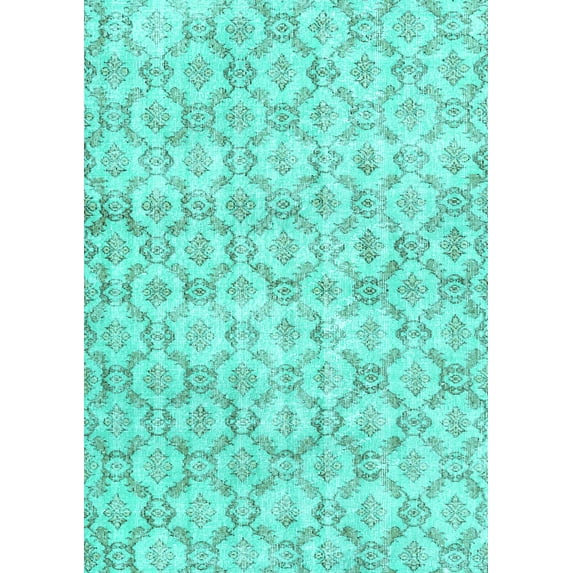 Ahgly Company Indoor Rectangle Persian Turquoise Blue Traditional Area Rugs, 5' x 8'