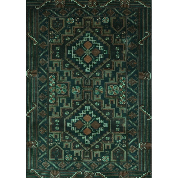 Ahgly Company Indoor Rectangle Persian Turquoise Blue Traditional Area Rugs, 6' x 9'