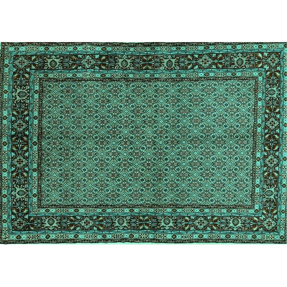 Ahgly Company Indoor Rectangle Persian Turquoise Blue Traditional Area Rugs, 7' x 9'