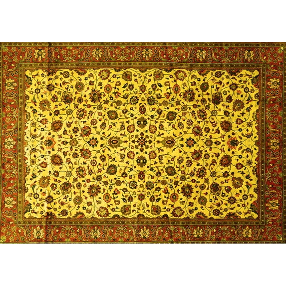 Ahgly Company Indoor Rectangle Persian Yellow Traditional Area Rugs, 2' x 3'