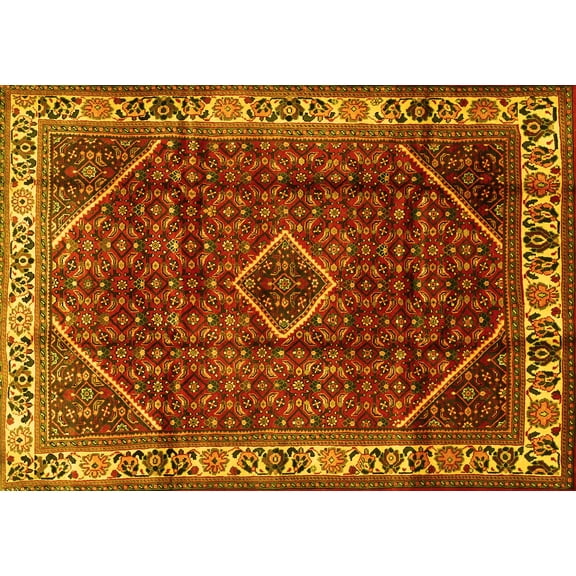 Ahgly Company Indoor Rectangle Persian Yellow Traditional Area Rugs, 3' x 5'