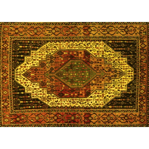 Ahgly Company Indoor Rectangle Persian Yellow Traditional Area Rugs, 3' x 5'