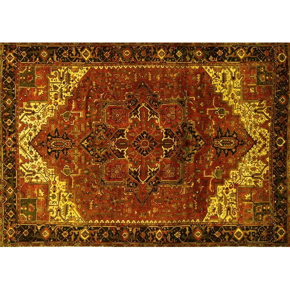 Ahgly Company Indoor Rectangle Persian Yellow Traditional Area Rugs, 3' x 5'