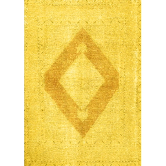 Ahgly Company Indoor Rectangle Persian Yellow Traditional Area Rugs, 5' x 7'