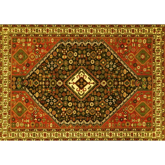 Ahgly Company Indoor Rectangle Persian Yellow Traditional Area Rugs, 5' x 7'