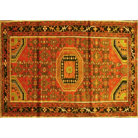 Ahgly Company Indoor Rectangle Persian Yellow Traditional Area Rugs, 5' x 7'