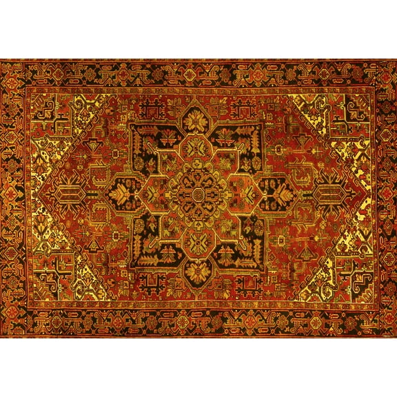 Ahgly Company Indoor Rectangle Persian Yellow Traditional Area Rugs, 5' x 7'