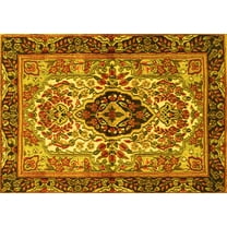 Ahgly Company Indoor Rectangle Persian Yellow Traditional Area Rugs, 5' x 7'