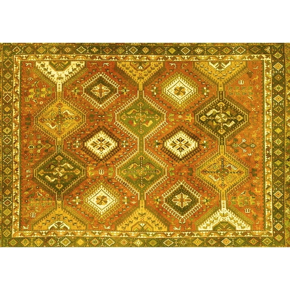 Ahgly Company Indoor Rectangle Persian Yellow Traditional Area Rugs, 5' x 7'