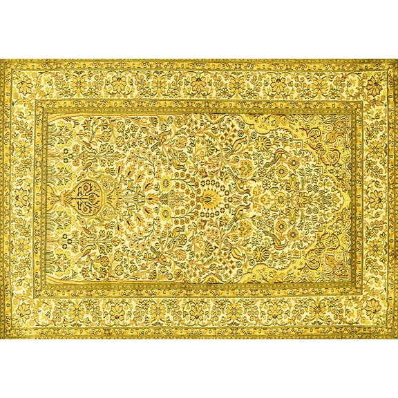 Ahgly Company Indoor Rectangle Persian Yellow Traditional Area Rugs, 5' x 7'