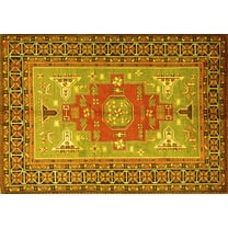 Ahgly Company Indoor Rectangle Persian Yellow Traditional Area Rugs, 5' x 7'