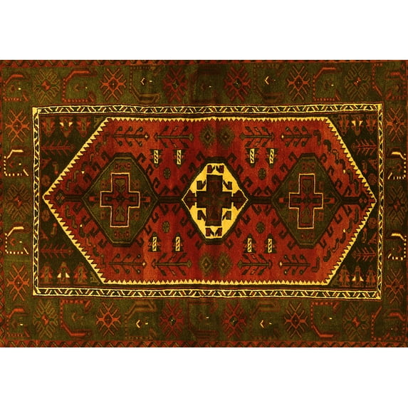 Ahgly Company Indoor Rectangle Persian Yellow Traditional Area Rugs, 5' x 7'