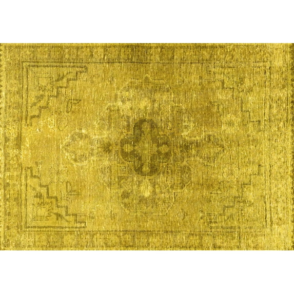 Ahgly Company Indoor Rectangle Persian Yellow Traditional Area Rugs, 5' x 7'