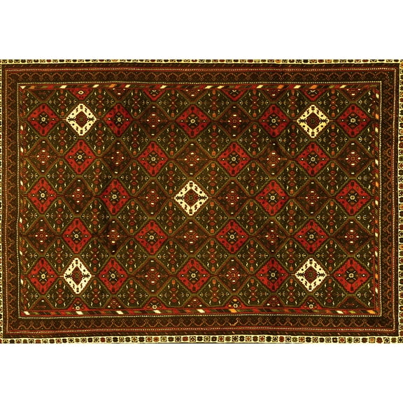 Ahgly Company Indoor Rectangle Persian Yellow Traditional Area Rugs, 6' x 9'