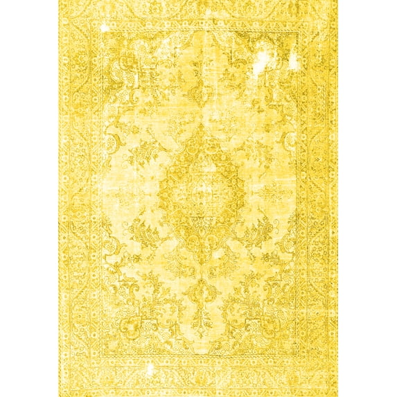 Ahgly Company Indoor Rectangle Persian Yellow Traditional Area Rugs, 6' x 9'