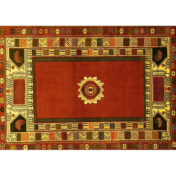 Ahgly Company Indoor Rectangle Persian Yellow Traditional Area Rugs, 8' x 10'