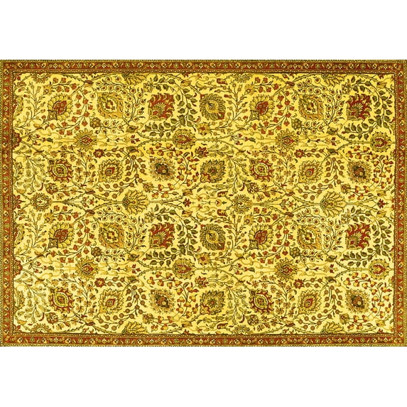 Ahgly Company Indoor Rectangle Persian Yellow Traditional Area Rugs, 8' x 12'