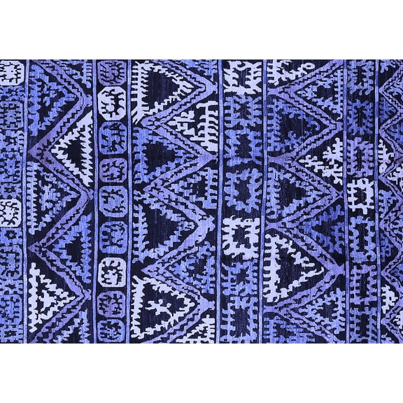 Ahgly Company Indoor Rectangle Solid Blue Modern Area Rugs, 5' x 7'