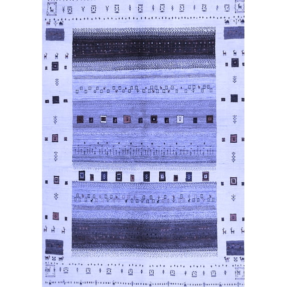 Ahgly Company Indoor Rectangle Solid Blue Modern Area Rugs, 6' x 9'