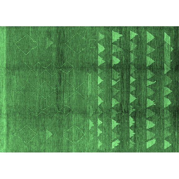 Ahgly Company Indoor Rectangle Solid Emerald Green Modern Area Rugs, 2' x 4'