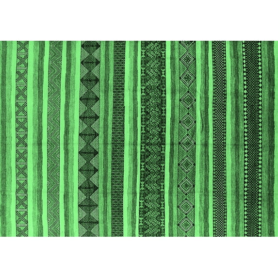 Ahgly Company Indoor Rectangle Solid Emerald Green Modern Area Rugs, 6' x 9'