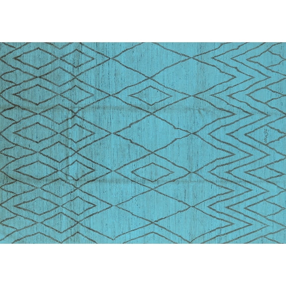 Ahgly Company Indoor Rectangle Solid Light Blue Modern Area Rugs, 2' x 3'