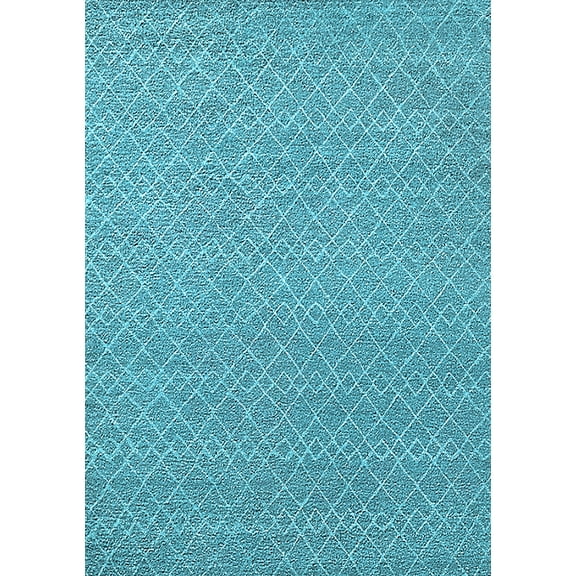 Ahgly Company Indoor Rectangle Solid Light Blue Modern Area Rugs, 2' x 4'