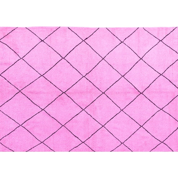 Ahgly Company Indoor Rectangle Solid Pink Modern Area Rugs, 2' x 5'