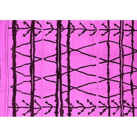 Ahgly Company Indoor Rectangle Solid Pink Modern Area Rugs, 3' x 5'