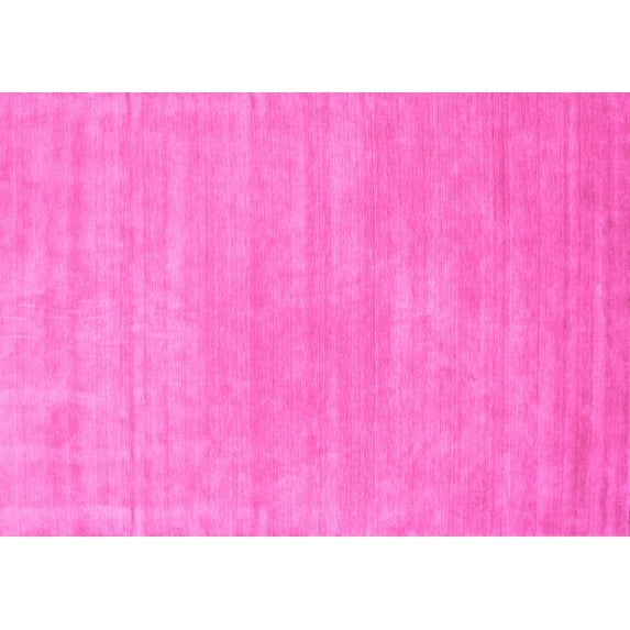 Ahgly Company Indoor Rectangle Solid Pink Modern Area Rugs, 8' x 12'