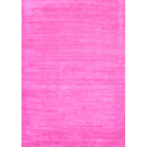 Ahgly Company Indoor Rectangle Solid Pink Modern Area Rugs, 8' x 12'
