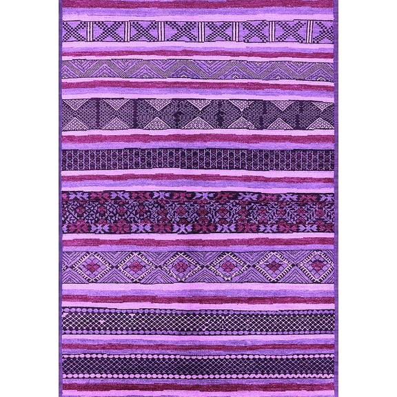 Ahgly Company Indoor Rectangle Solid Purple Modern Area Rugs, 5' x 7'