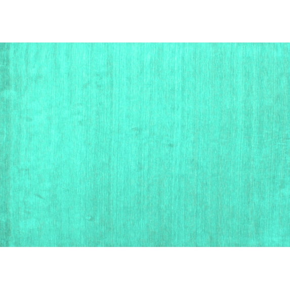 Ahgly Company Indoor Rectangle Solid Turquoise Blue Modern Area Rugs, 2' x 4'
