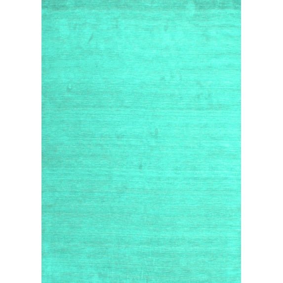 Ahgly Company Indoor Rectangle Solid Turquoise Blue Modern Area Rugs, 8' x 10'