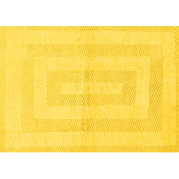 Ahgly Company Indoor Rectangle Solid Yellow Modern Area Rugs, 5' x 7'