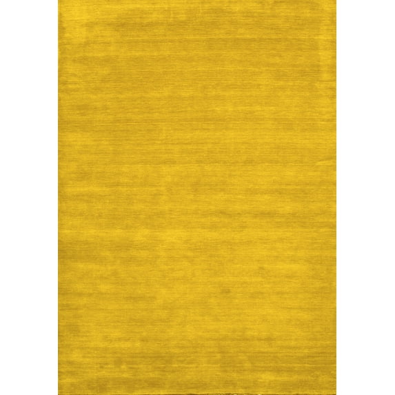 Ahgly Company Indoor Rectangle Solid Yellow Modern Area Rugs, 6' x 9'