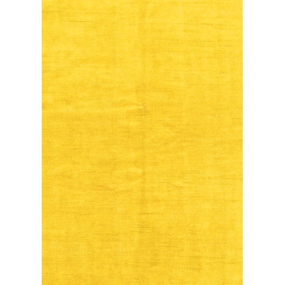 Ahgly Company Indoor Rectangle Solid Yellow Modern Area Rugs, 7' x 10'
