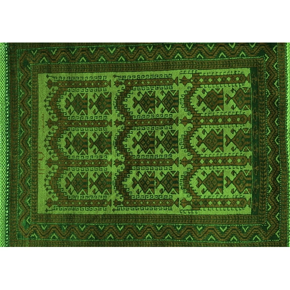Ahgly Company Indoor Rectangle Southwestern Green Country Area Rugs, 7' x 9'
