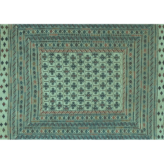 Ahgly Company Indoor Rectangle Southwestern Light Blue Country Area Rugs, 2' x 4'