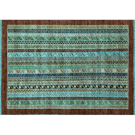 Ahgly Company Indoor Rectangle Southwestern Light Blue Country Area Rugs, 3' x 5'
