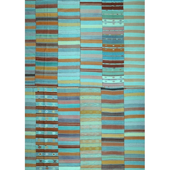 Ahgly Company Indoor Rectangle Southwestern Light Blue Country Area Rugs, 5' x 7'