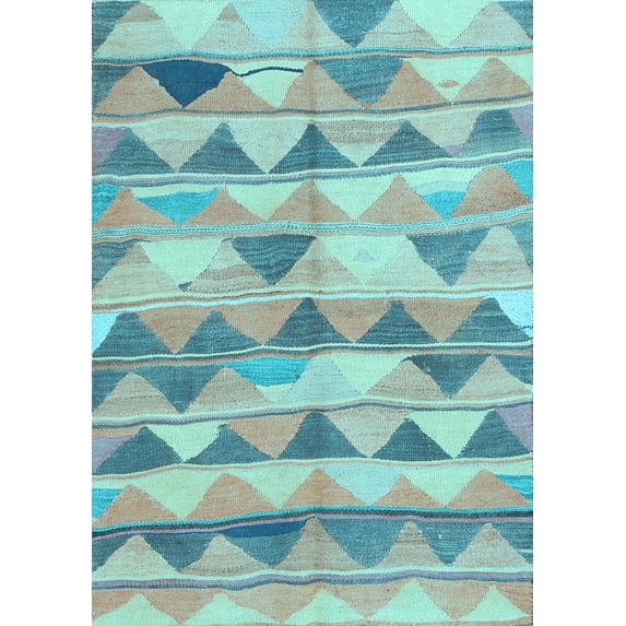 Ahgly Company Indoor Rectangle Southwestern Light Blue Country Area Rugs, 7' x 10'