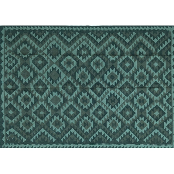 Ahgly Company Indoor Rectangle Southwestern Light Blue Country Area Rugs, 8' x 10'