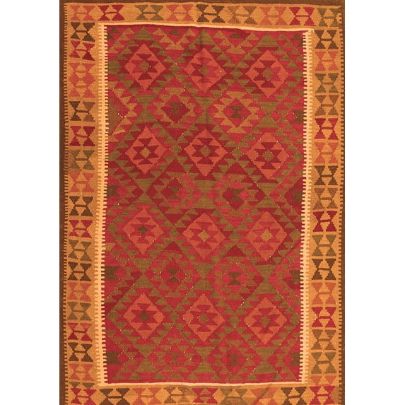 Ahgly Company Indoor Rectangle Southwestern Orange Country Area Rugs, 7' x 9'