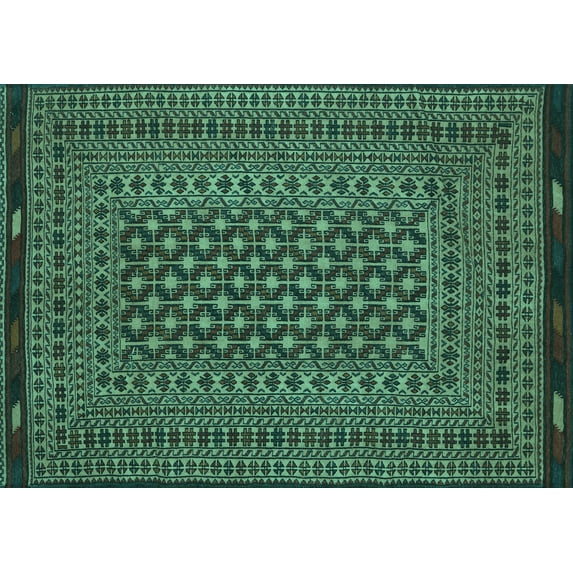 Ahgly Company Indoor Rectangle Southwestern Turquoise Blue Country Area Rugs, 2' x 3'