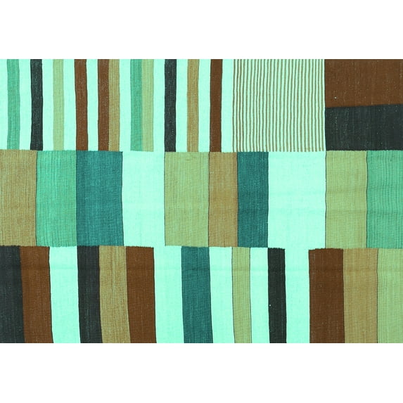 Ahgly Company Indoor Rectangle Southwestern Turquoise Blue Country Area Rugs, 2' x 3'