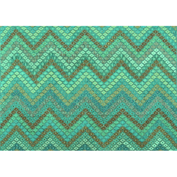 Ahgly Company Indoor Rectangle Southwestern Turquoise Blue Country Area Rugs, 7' x 10'