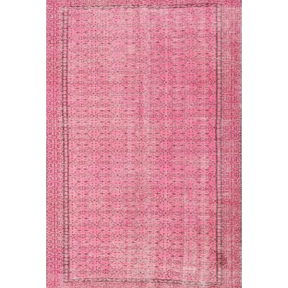 Ahgly Company Indoor Rectangle Traditional Carnation Pink Area Rugs, 6' x 9'